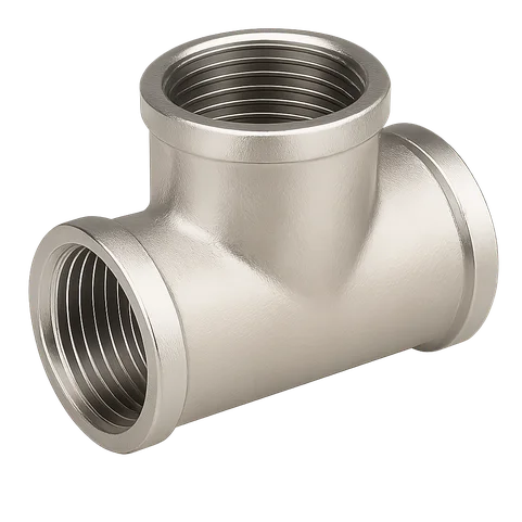 Тройник никелированный латунный переходной Ду 25х15х25 1"х1/2"х1" ВР